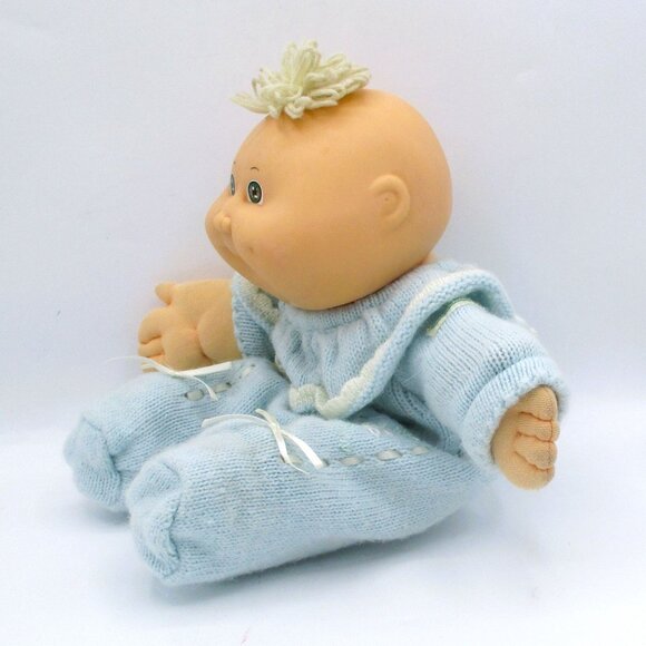 Vtg CPK Baby Doll With Green Eyes Blonde Tuft Bean Bag Butt Outfit 12" - Picture 5 of 9